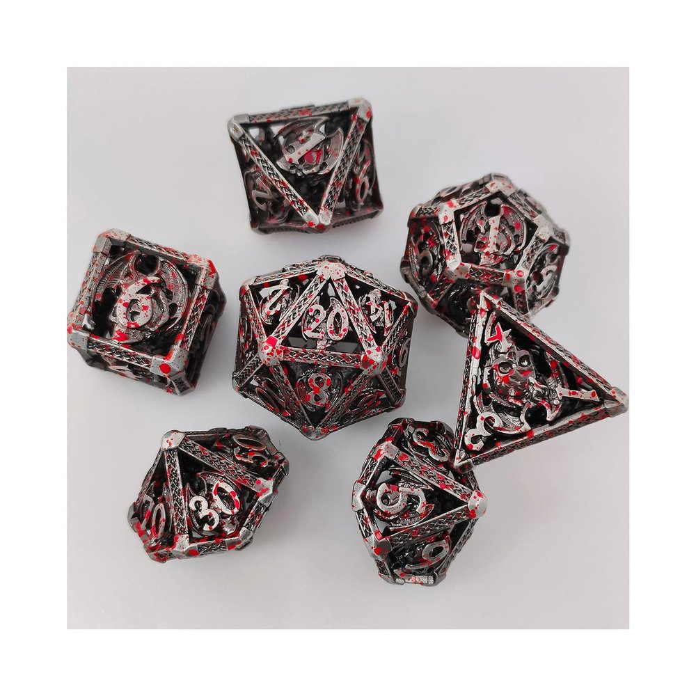 7PCS Metal Dice Set for DND Role Playing Games Polyhedral with D20 D12 D10 D8 D6 D4 for Dungeons and Dragons RPG Tabletop Gaming