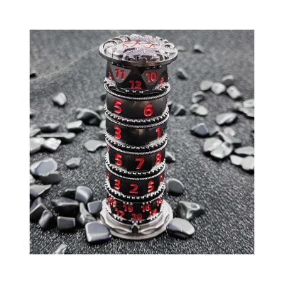 7-in-1 Dice Spinner for DND Set Dragon Metallic with Gift Case for Dungeons and Dragon Game, RPG Role Playing Table Game Gifts (Black-Gold)