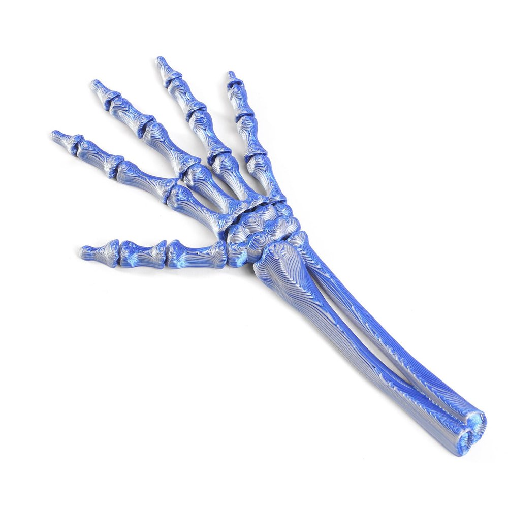 3D Toys 3D Printed Things Skeleton Hand Fully Articulated for Halloween Home Office Bookshelf Executive Desk Decoration-Blue Silver