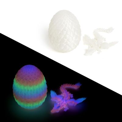 3D Printed Dragons 3D Printer Toys Dragon with Wings and Egg Fully Articulated for Home Office Decompression Decor Executive Desk Toys-Luminous Rainbow