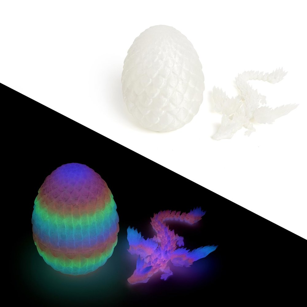 3D Printed Dragons 3D Printer Toys Dragon with Wings and Egg Fully Articulated for Home Office Decompression Decor Executive Desk Toys-Luminous Rainbow