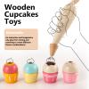 HERSITY Wooden Ice Cream Stand Birthday Cake Toy Play Food Sets Pretend Baking Kitchen Playset for Toddlers,Afternoon Tea Party Gifts for 3 4 5 Years Old Girls Boys view 2