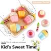 HERSITY Wooden Ice Cream Stand Birthday Cake Toy Play Food Sets Pretend Baking Kitchen Playset for Toddlers,Afternoon Tea Party Gifts for 3 4 5 Years Old Girls Boys view 3