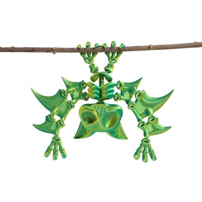 3D Toys 3 d Printed Animals Skeleton Bat Fully Articulated for Halloween Home Office Bookshelf Executive Desk Decoration -Silk Yellow Green||22cm