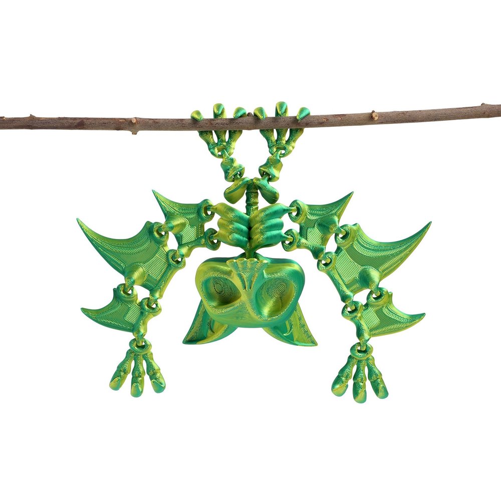 3D Toys 3 d Printed Animals Skeleton Bat Fully Articulated for Halloween Home Office Bookshelf Executive Desk Decoration -Silk Yellow Green||22cm