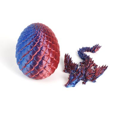 3D Printed Dragons 3D Printer Toys Dragon with Wings and Egg Fully Articulated for Home Office Decompression Decor Executive Desk Toys-Laser Blue