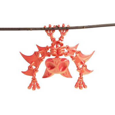 3D Animals Articulated Animals Skeleton Bat Fully Articulated for Halloween Home Office Bookshelf Executive Desk Decoration-Laser Red Gold||13cm