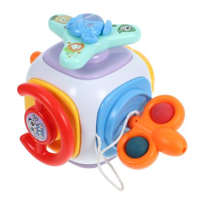 FELTECHELECTR Montessori Busy Cube Sensory with Plastic Busy Ball Structure for Hand-Eye Coordination and Fine Motor Skill Development Preschool Learning Activity Cube for Boys