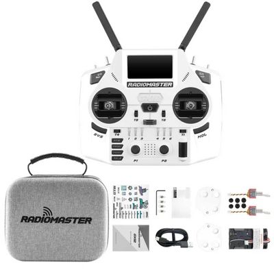 HTLNUZD Radiomaster GX12 Crush ELRS Radio Transmitter - 2.4G Dual 1W, Gemini Xrossband Mode2 (White)