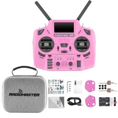 HTLNUZD Radiomaster GX12 Crush ELRS Radio Transmitter - 2.4G Dual 1W, Gemini Xrossband Mode2 (Pink)