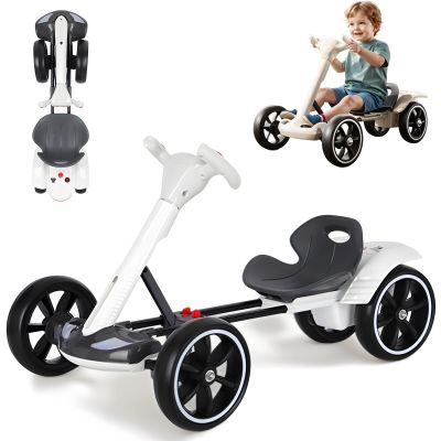 Electric Go Kart Drift Kart with Length-Adjustable Seat, 6v Outdoor Riding Toy, Equipped with Anti-Slip Tires, LED Lights, and Music, Ideal for Kids Aged 3-8 Years