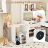 Costzon Corner Play Kitchen, Little Chef Pretend Play Kitchen w/Real Light & Sound, Pull-Out Cart, Fabric Bins, Stoves, Ice Maker, Microwave, Oven, Wooden Kitchen Playset for Kids Ages 3+ (White) view 4