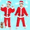 4pc Set Boys Santa Outfit Tops Pants Belt Hat Suit Stage Performance Birthday Party Dress up Kids (Red, 4-5 Years) view 4