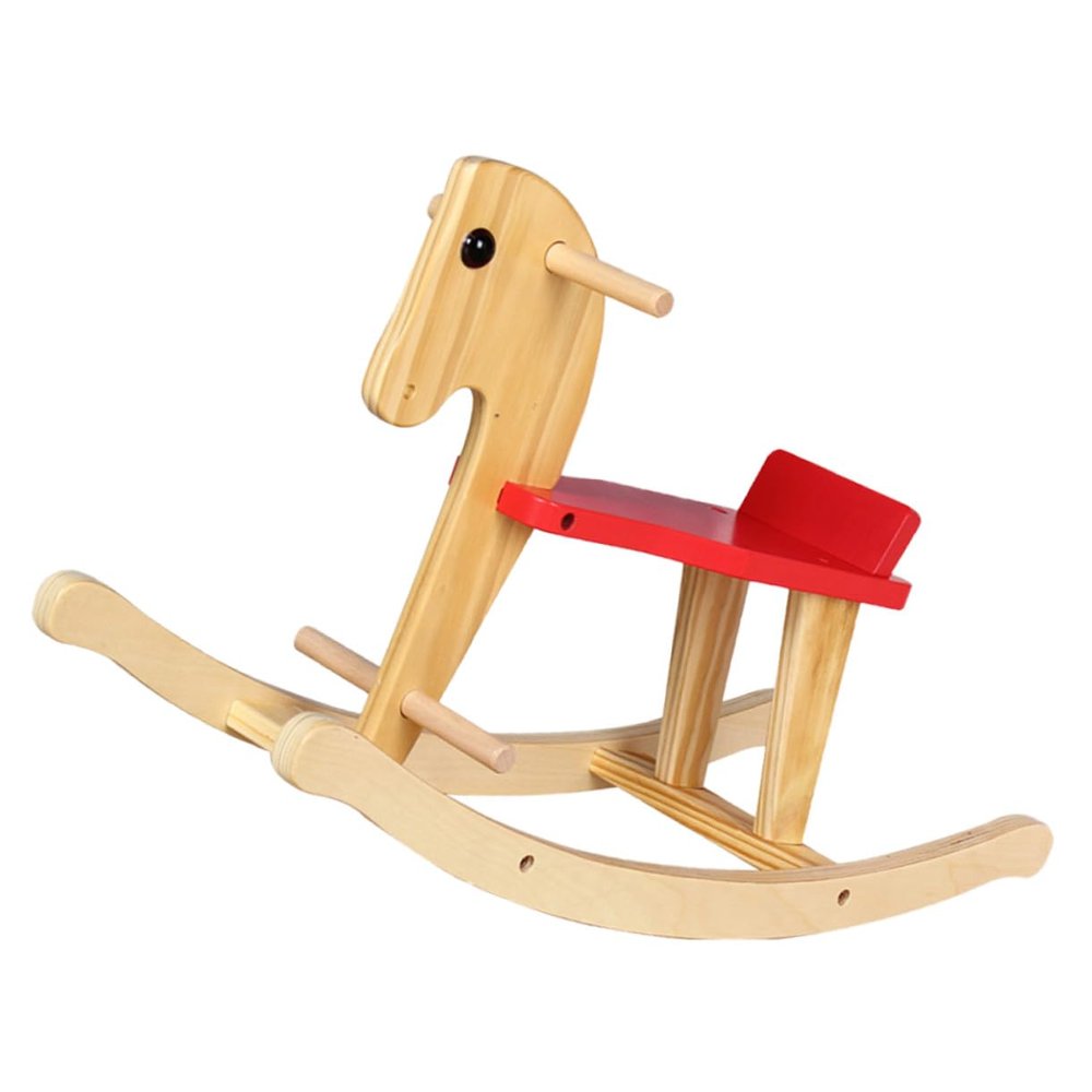 COOLHIYA Wooden Rocking Horse Chair for Animal Shaped with Handrails Safe Little Rocking Chair for Boys and Educational Household Hobbyhorse