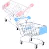 BRIGHTFUFU 2pcs Mini Trolley Creative Supermarket Handcart Models Cute Desktop Storage Cart for Pens Cosmetics and Gadgets Pink and Sky Blue Miniature Shopping Cart Ornaments view 1
