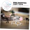 BRIGHTFUFU 2pcs Mini Trolley Creative Supermarket Handcart Models Cute Desktop Storage Cart for Pens Cosmetics and Gadgets Pink and Sky Blue Miniature Shopping Cart Ornaments view 4