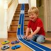 Flex Track 15ft for Kids, Build-Your-Own Creative Race Track Set, Bold Blue & White with Toy Cars & Parts view 4