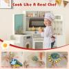 Costzon Corner Play Kitchen, Large Pretend Play Kitchen w/Real Light & Sound, Pull-Out Trash Can, Stoves, Microwave, Oven, Washer, Little Chef Wooden Kitchen Playset for Kids 3+ Years Old (Off White) view 3