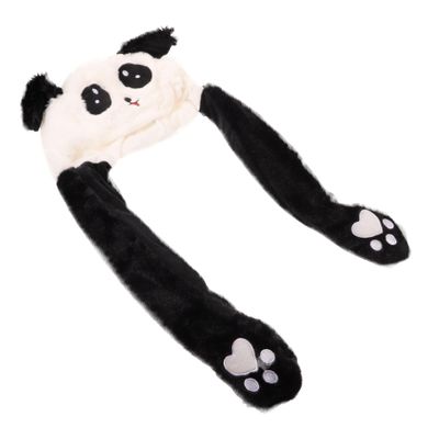 BRIGHTFUFU Carnival Plush Panda Hat with Light Movable Ears Funny Festival Cap for Women Warm Soft Fluffy Costume Accessory for Parties and Cosplay