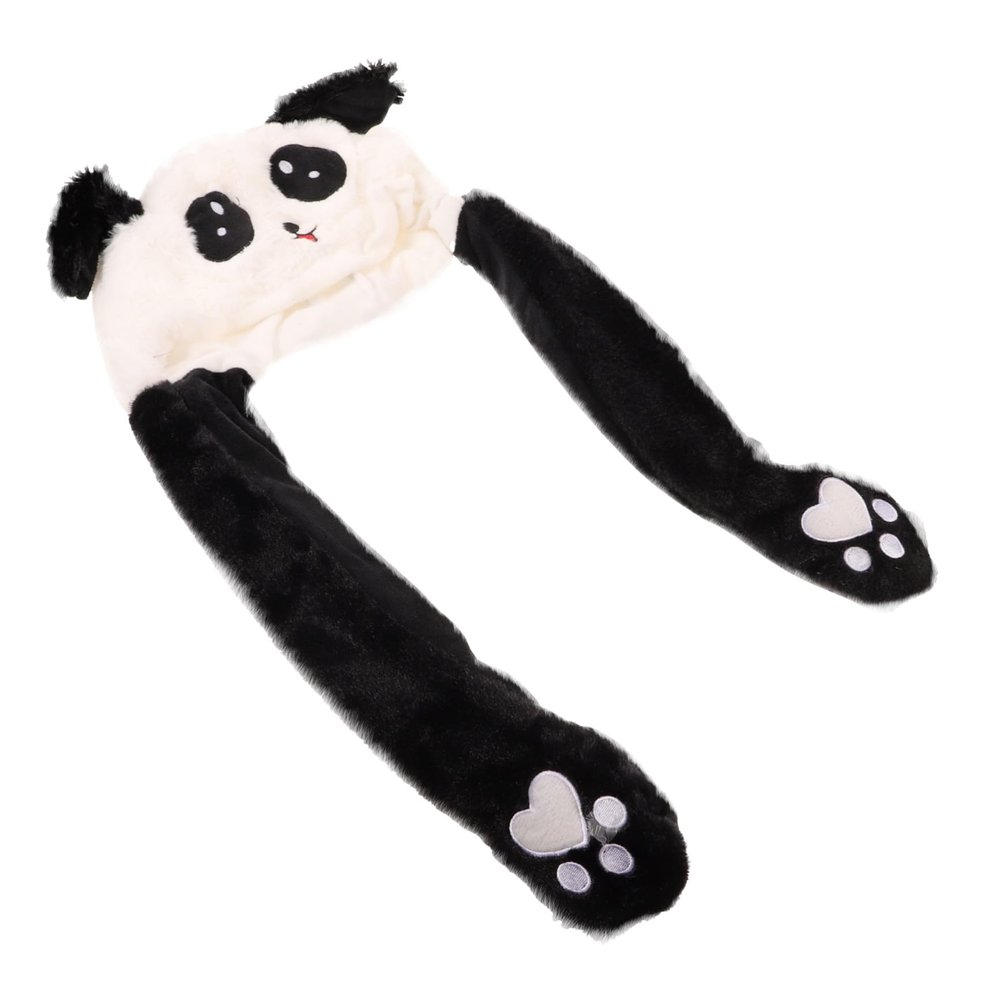 BRIGHTFUFU Carnival Plush Panda Hat with Light Movable Ears Funny Festival Cap for Women Warm Soft Fluffy Costume Accessory for Parties and Cosplay