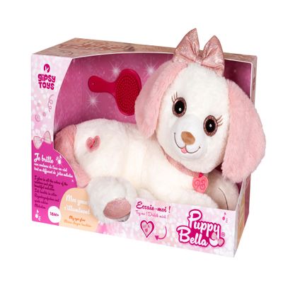 Gipsy Toys Interactive Plush Dog Puppy Bella 30 cm Pink and White Sold in Gift Box