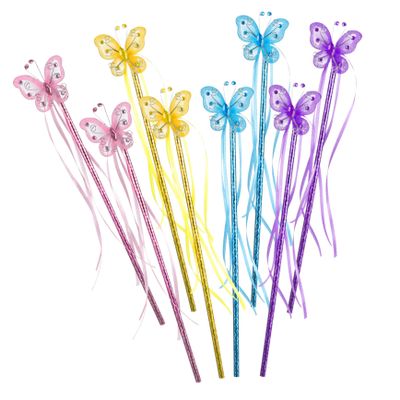 COOLHIYA 8pcs Fairy Wands for Dress-up Sticks with Creative Wing Pattern for Parties Photography Cosplay and Stage Performances