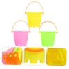 Gogogmee 3pcs Mini Plastic Sand Buckets Bright Lightweight Beach for Boys Outdoor Recreation Sand (3pcs, Large Buckets, Random Colors) Random Color view 4