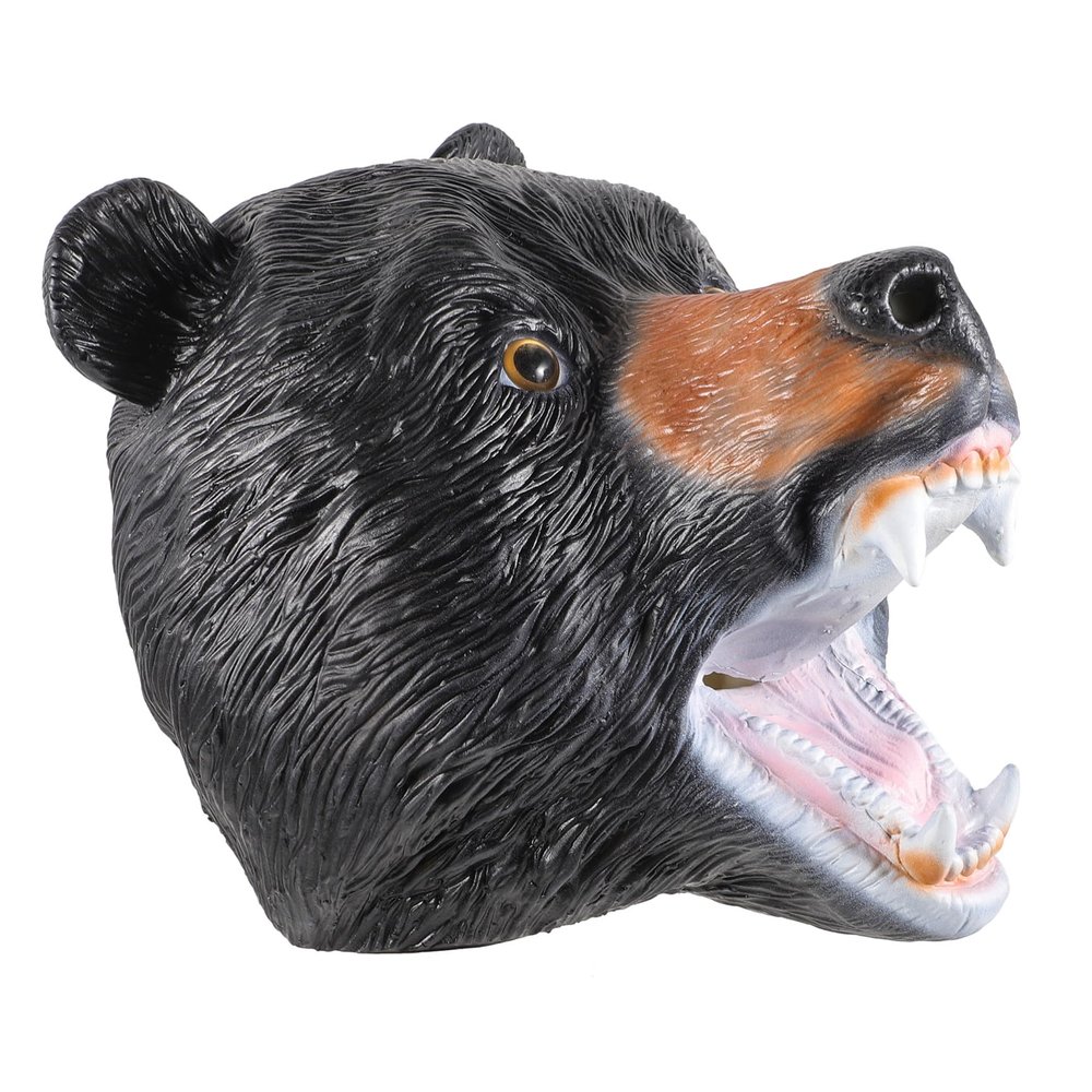 BRIGHTFUFU Realistic Black Bear Halloween Mask Soft Party Costume Accessory Lightweight Bear Headwear for Cosplay and Themed Events