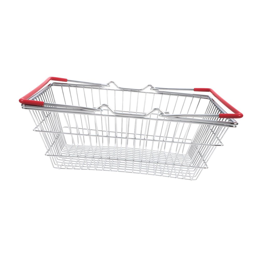 HAKIDZEL Mini Iron Shopping Basket for Handles Small Grocery Organizer Bin for Fruits Veggies Snacks Lightweight Basket for Pretend Play and Storage