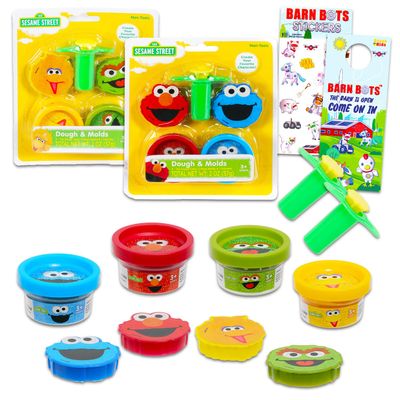 Sesame Street Arts and Crafts Kit for Kids - Bundle with Moldable Dough Tubs, Character Molds, Extruder, Stickers, More | Sesame Street Sensory Play for Boys, Girls