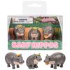 Archie McPhee Baby Hippos  Set of 3 Mini Soft Vinyl Hippo Figurines, Collectible Animal Toys, 1.752.25 Inch view 1