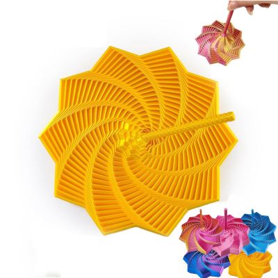 3D Printed Expanded Sensory Fidget Star - 3D Expanded Sensory Fidget Star with Handle, Colorful Whirling Spiral Design, for Relieving Stress, Irritability and Relaxation (Gold, S-13rings)