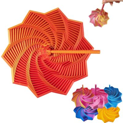 3D Printed Expanded Sensory Fidget Star - 3D Expanded Sensory Fidget Star with Handle, Colorful Whirling Spiral Design, for Relieving Stress, Irritability and Relaxation (Purple, L-25rings)