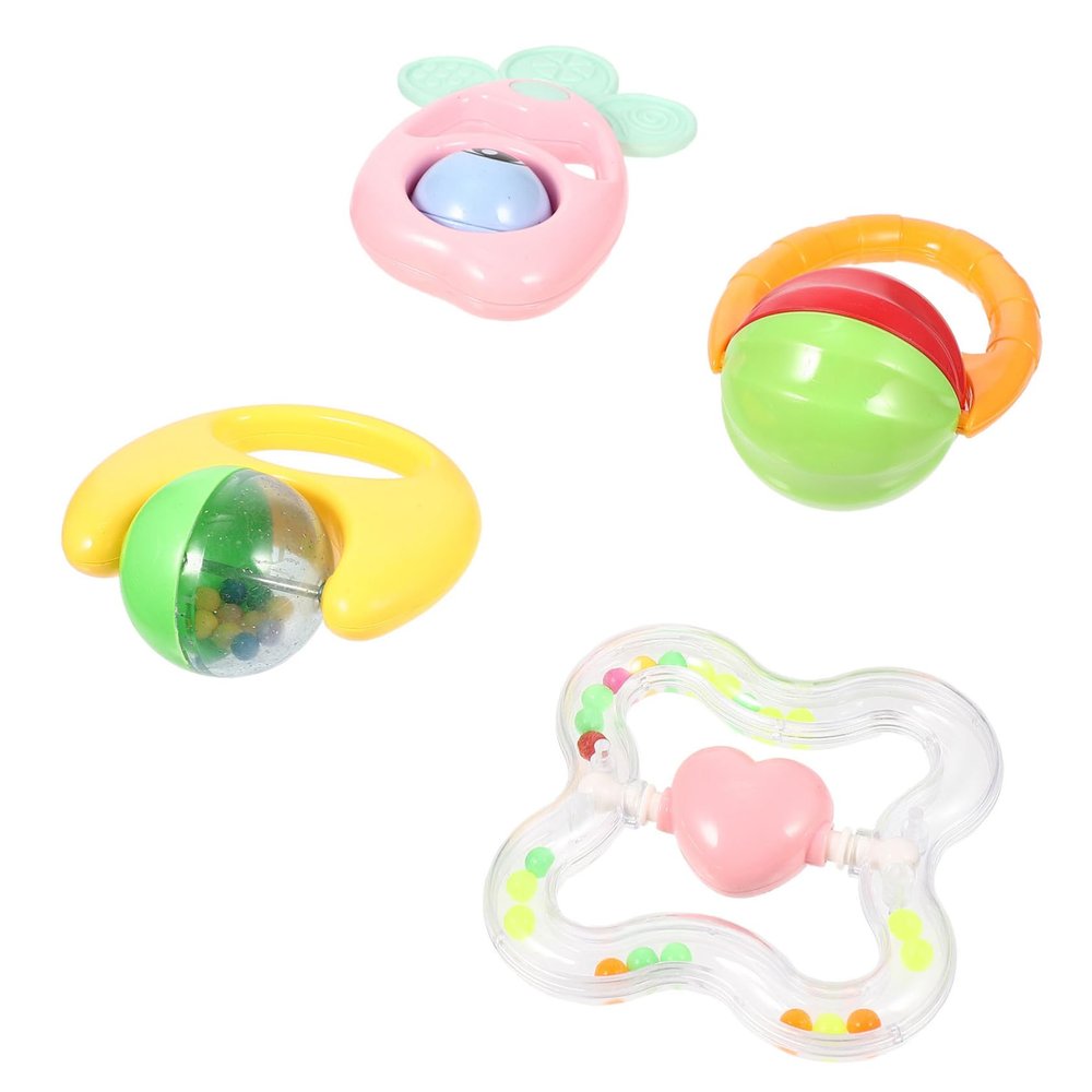 HAKIDZEL 4pcs Rattles Early Development for Newborns Compact Safe Smooth Edges Stimulate Music Interest and Intelligence Growth