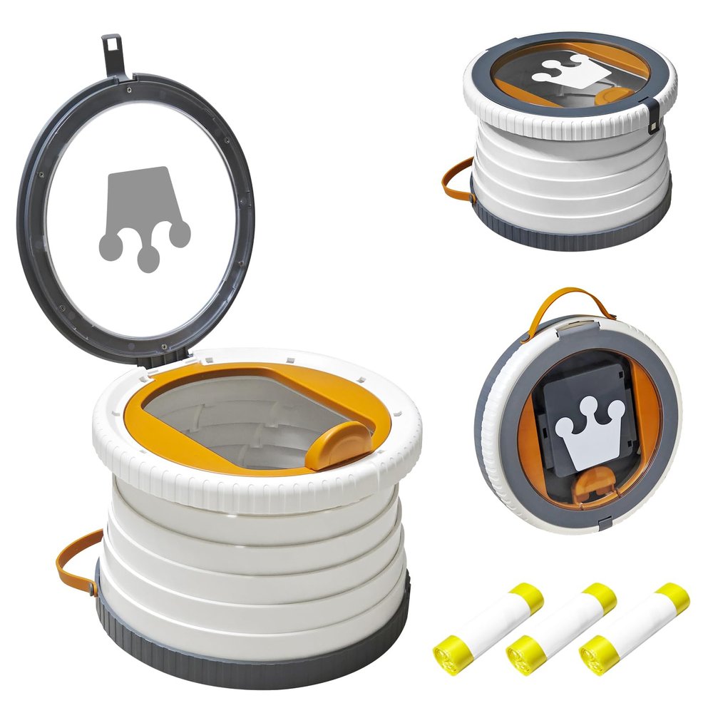 2025 Upgraded Portable Potty Training, Travel Potty for Toddler, portable toilet for kids Foldable, Apply to Seat Emergency Toilet for Camping, Outdoor,Car,3 rolls of garbage bags (Transparent-Gray)