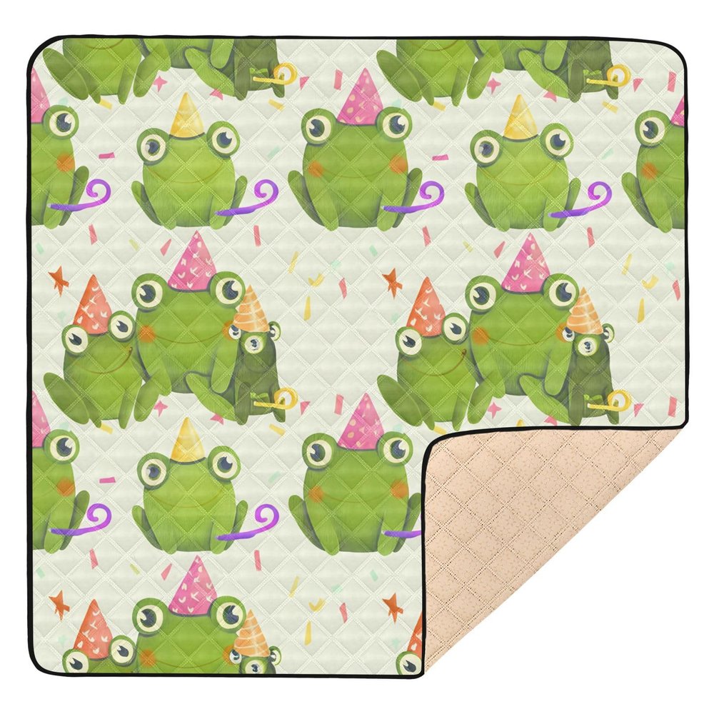 FUGIDOG Green Frogs Baby Play Mats for Floor 50x50 inch Waterproof Anti-Slip Playpen Mat Soft Nursery Area for Infant Kids and Toddler Crawling