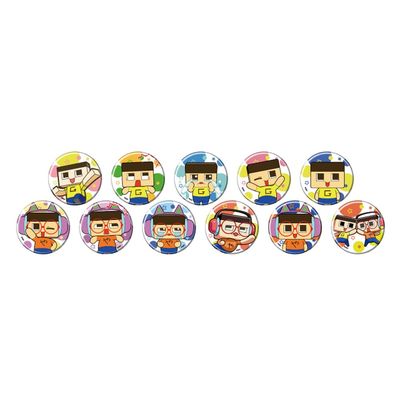 3 Year G Set! Guchi-o-kun 01 Tin Badge Complete Set (Official Illustration), Box of 11