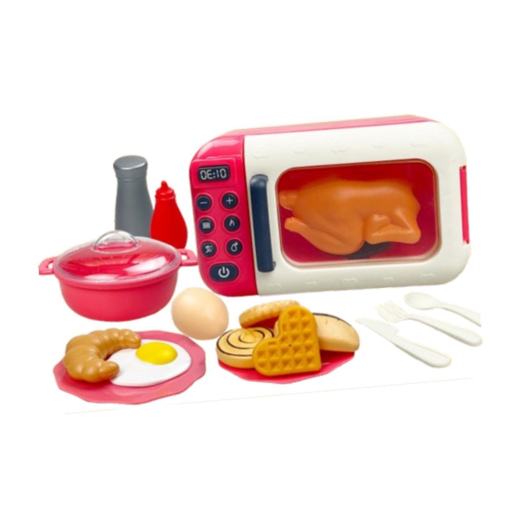 KiBcsLic 17x Kids Pretend Microwave Toys Sets Educational Funny Decoration Role Play Cooking Utensils for 3 Year Old up, Red