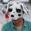 Realistic Fursuit Dalmatian Dog Mask,Half Face Dalmatian Mask,Plush Furry Dog Headgear for Halloween Birthday Role-Play Party view 3