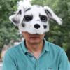Realistic Fursuit Dalmatian Dog Mask,Half Face Dalmatian Mask,Plush Furry Dog Headgear for Halloween Birthday Role-Play Party view 4