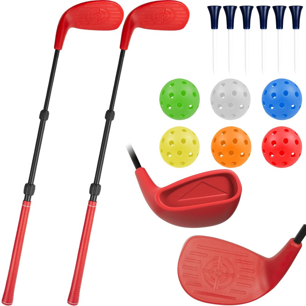 2-Pack Adjustable Backyard Golf Game Clubs, Telescopic 18"38" Shafts, Oversized Forgiving Heads, Durable Chipping Sticks for Indoor & Outdoor Yard Games, Use with Plastic or Foam Balls