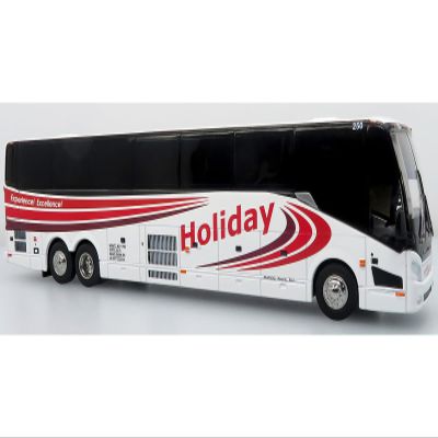 H3-45 Bus Holiday Tours White with Red Graphics Limited Edition 1/64 Diecast Model 64-0616