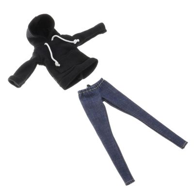 1/6 Doll Black Hoodie & Jeans Pants Set - Ball Joint Doll Clothing Outfit for Girl Dolls Dress Up