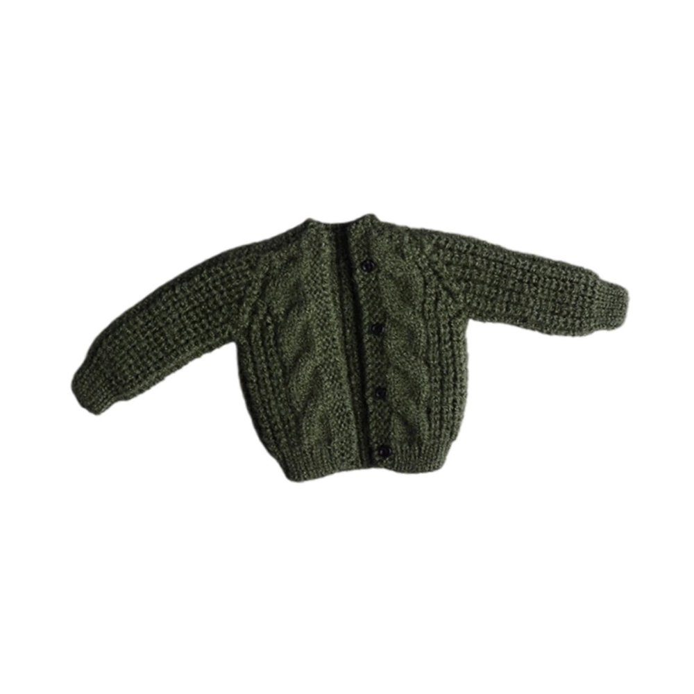 1/12 Scale Doll Clothes Handmade Fashion Sweater Cardigan Miniature Clothing for 6 inch Action Figures- Green