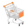 Mini Shopping Cart Basket for Kids, Supermarket Metal Handcart Toy with Storage, Mini Supermarket Toy 5.31x3.54x4.92 inch- Orange view 2
