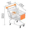 Mini Shopping Cart Basket for Kids, Supermarket Metal Handcart Toy with Storage, Mini Supermarket Toy 5.31x3.54x4.92 inch- Orange view 4