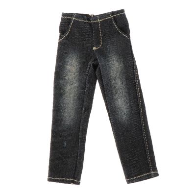 1/12 Scale Action Figures Denim Pants, Handcrafted Miniature Apparel for 6 Inch Dolls, Doll Wardrobe Clothing Accessory- Black