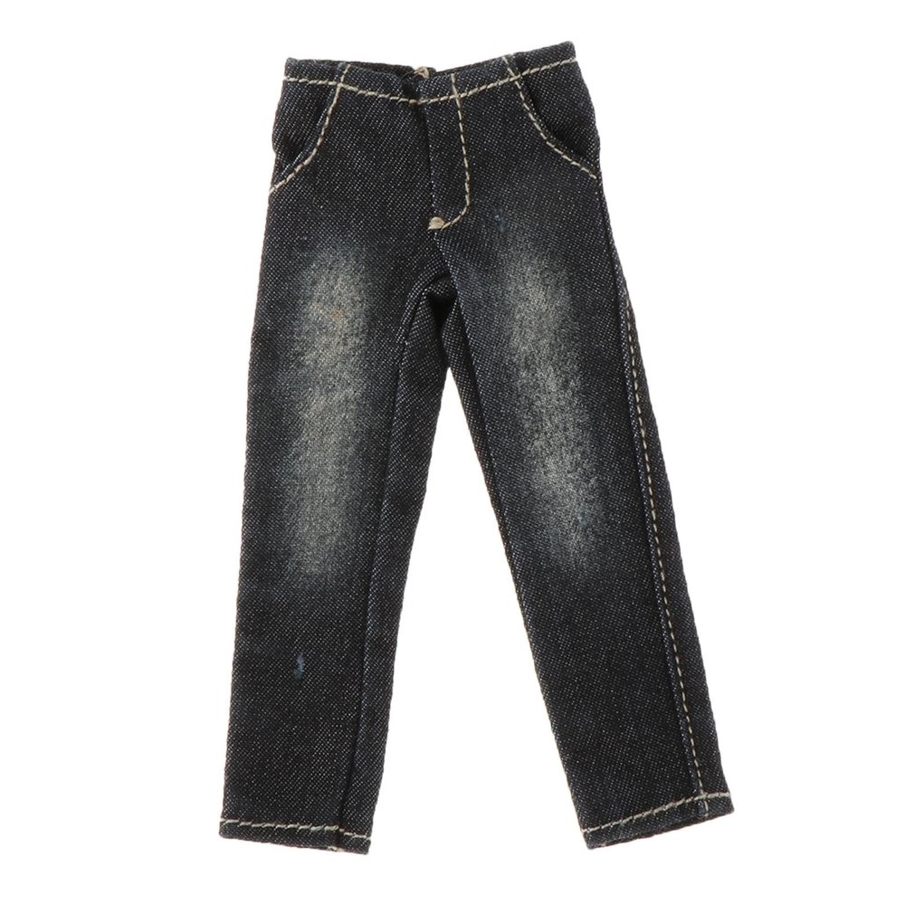 1/12 Scale Action Figures Denim Pants, Handcrafted Miniature Apparel for 6 Inch Dolls, Doll Wardrobe Clothing Accessory- Black