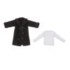 1/12 Scale Male Action Figure Clothes Trench Coat Double Breasted Solid Color Costume Accessories with Long Sleeve Undershirt- Black view 1