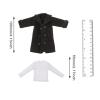 1/12 Scale Male Action Figure Clothes Trench Coat Double Breasted Solid Color Costume Accessories with Long Sleeve Undershirt- Black view 3